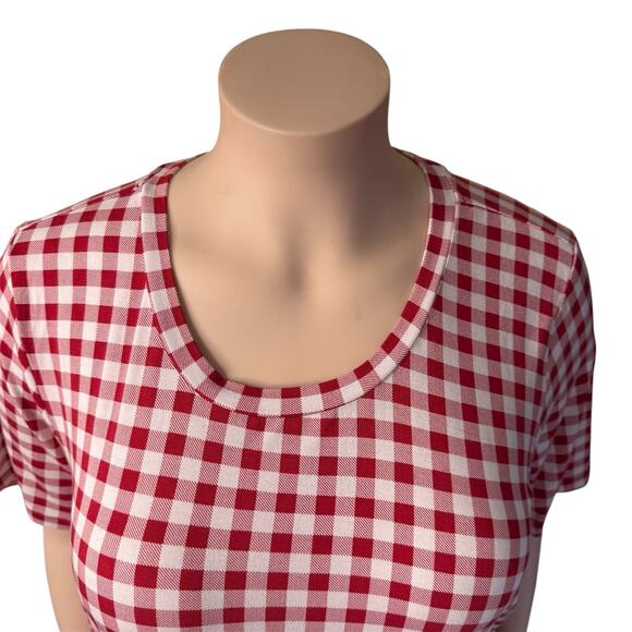 Avenue Long Length Short Sleeve Gingham Top Size 26/28 in Red and White - Picture 5 of 9
